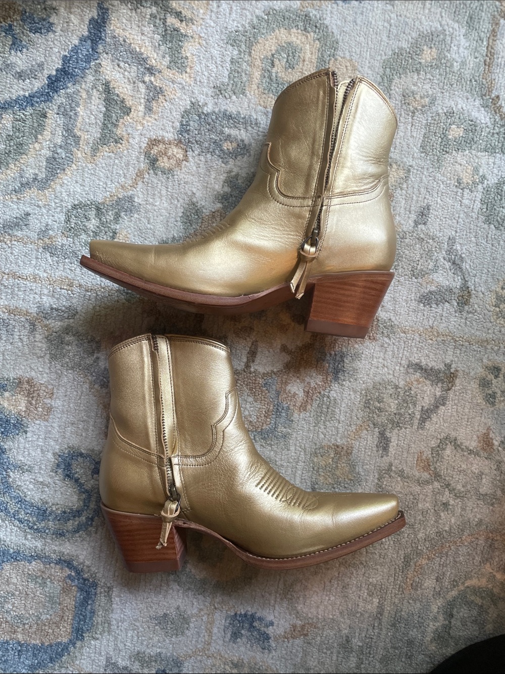 Tecovas Metallic Gold Western Ankle Boots